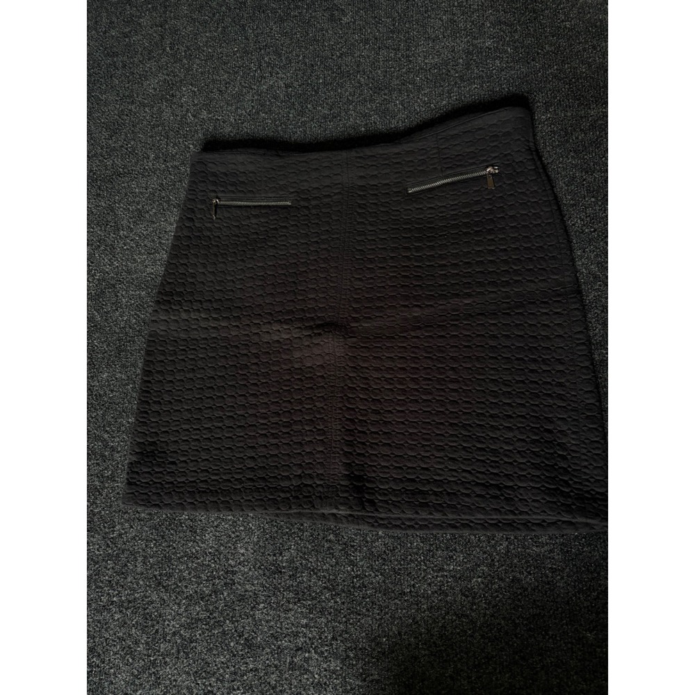Laundry by Shelli Segal Black Honeycomb Quilted Mini Skirt Size 14 Zip Pockets